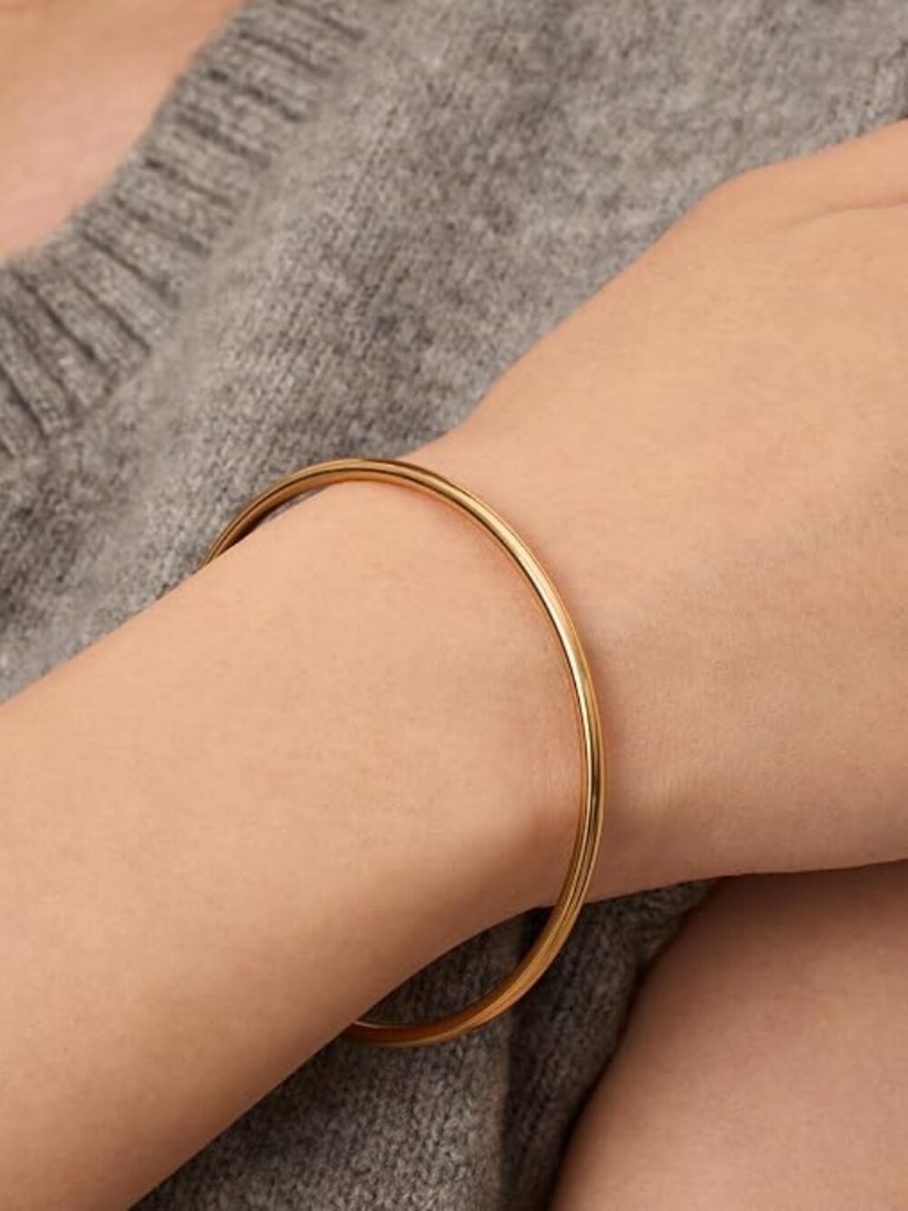 PAVOI Waterproof Bangle Bracelet for Women, 14K Gold Plated Stainless Steel